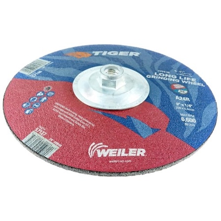 Weiler 9 in Dia, 1/4 in Thick, 5/8 in-11 UNC Arbor Hole Size, Aluminum Oxide, 24 Grit 57136